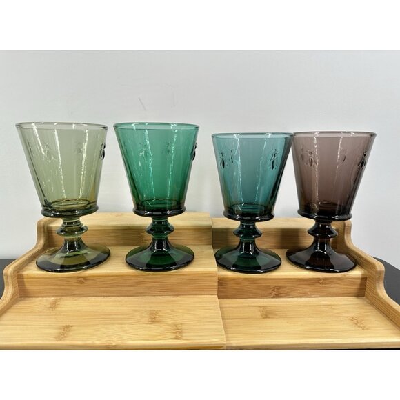 LA ROCHERE NAPOLEON MULTICOLOR BEE WINE GLASS GOBLET 8 OZ 5.5"H (Set Of 4) - Picture 1 of 3